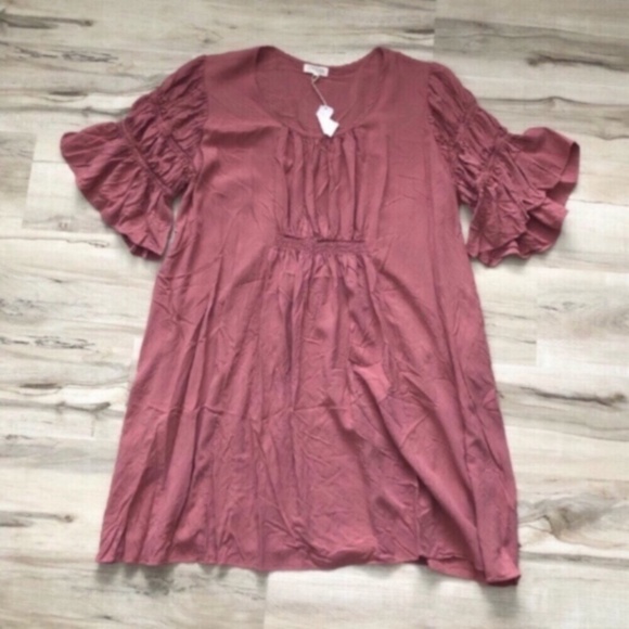 Maternity Roolee MOM Pink Flutter Sleeve Tunic Dress - Picture 4 of 8